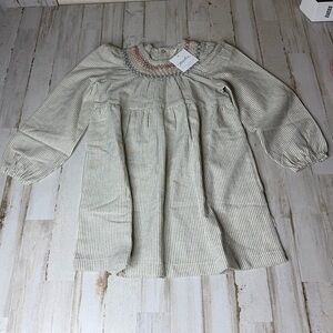 Pehr Girls Striped Long Sleeve Smocked Dress